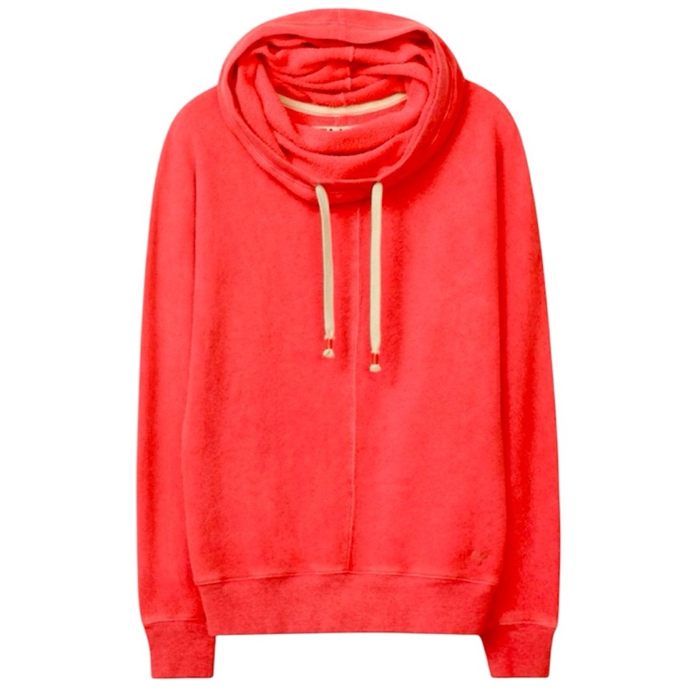 TNA SPORTSWEAR ARITZIA Red Clifton Sweater Cowl Neck Hood Terrycloth Small